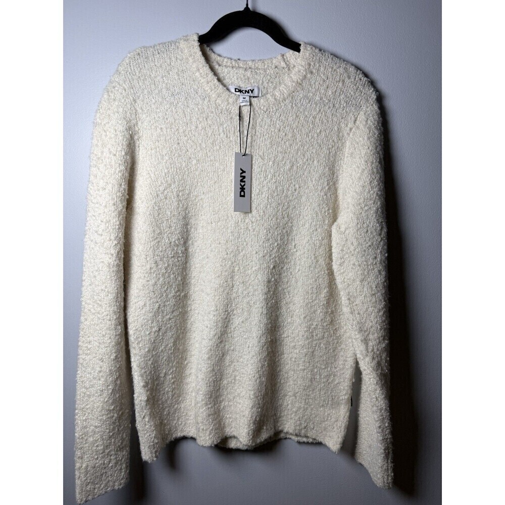 DNKY Ivory Popcorn Knit Crewneck Women’s Sweater Size Medium Stretchy NWT